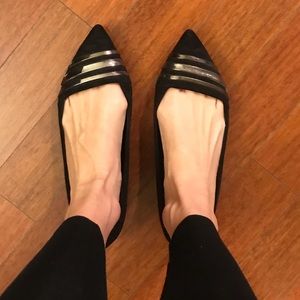 Aldo size 10 black Suede Flats with Silver